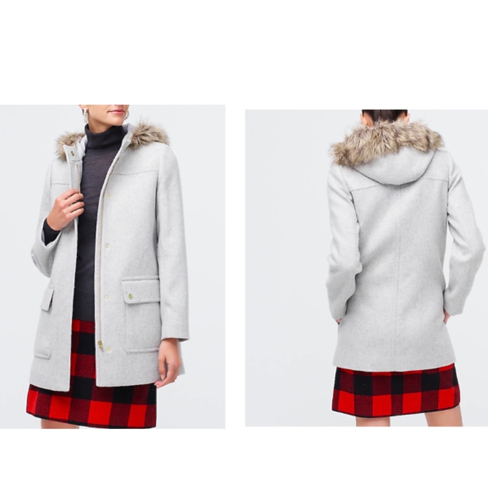 J. Crew Heather Grey Vail Parka Wool Blend Plus Size 18